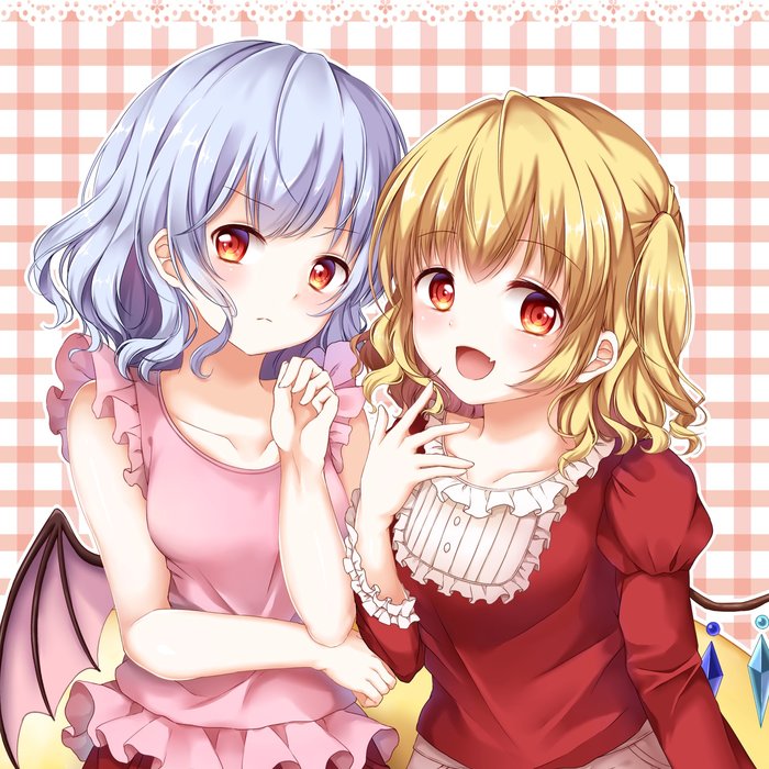   Touhou, Anime Art, ,  , Flandre Scarlet, Remilia Scarlet, Mumu-crown