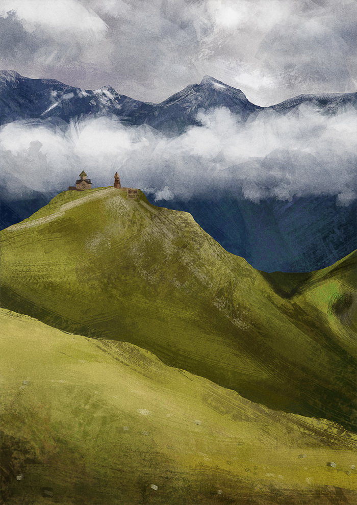 Landscapes - My, My, Landscape, Computer graphics, Drawing, Art, Longpost, Digital drawing, The mountains, Krita