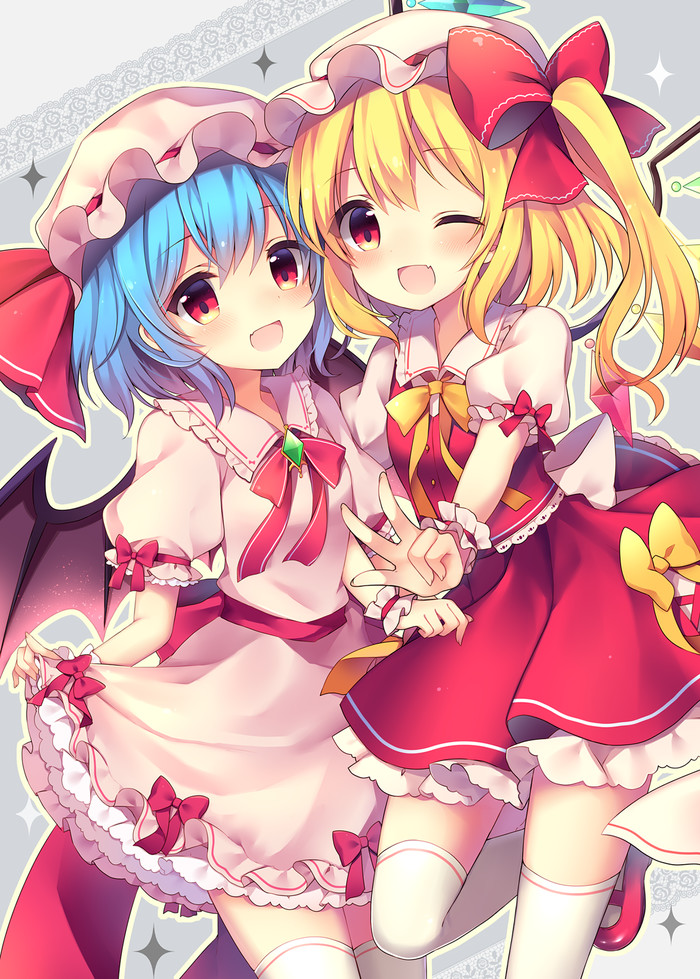 Remilia&Flandre
 - Touhou, Anime Art, Аниме, Не аниме, Flandre Scarlet, Remilia Scarlet, Ruhika