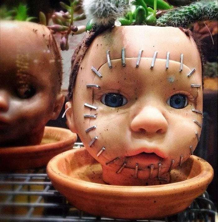 People turned old dolls into plant pots - Longpost, Flowers, Doll, Flower pot, Kripota