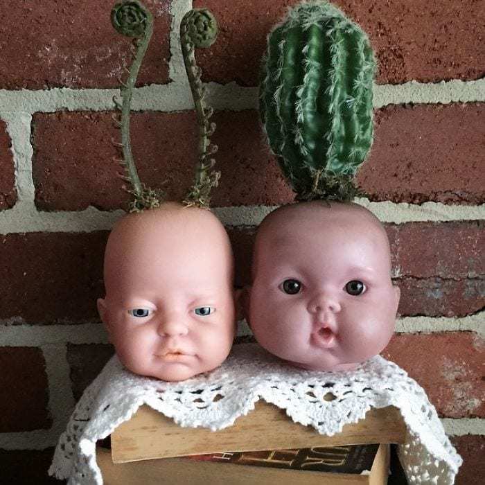 People turned old dolls into plant pots - Longpost, Flowers, Doll, Flower pot, Kripota