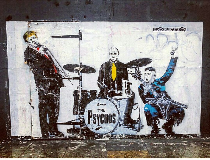 The Psychos - London, Graffiti, Group, Vladimir Putin, Donald Trump, Kim Chen In