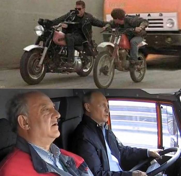 Mosfilm. Shooting Terminator on the Crimean bridge. - Humor, Photoshop, Terminator, Vladimir Putin, Judgment Day, Crimean bridge