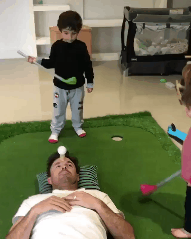 Too trusting of his children - Father, Children, Golf, Pain, GIF