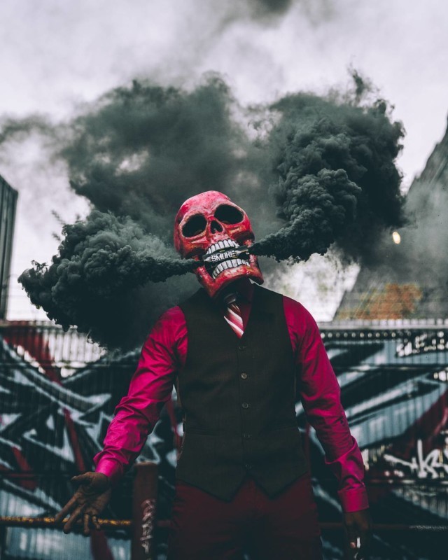 The art of contrast and saturation by Butch Locsin. - Art, Artist, The day of the Dead, Smoke, Skeleton, The photo, Longpost