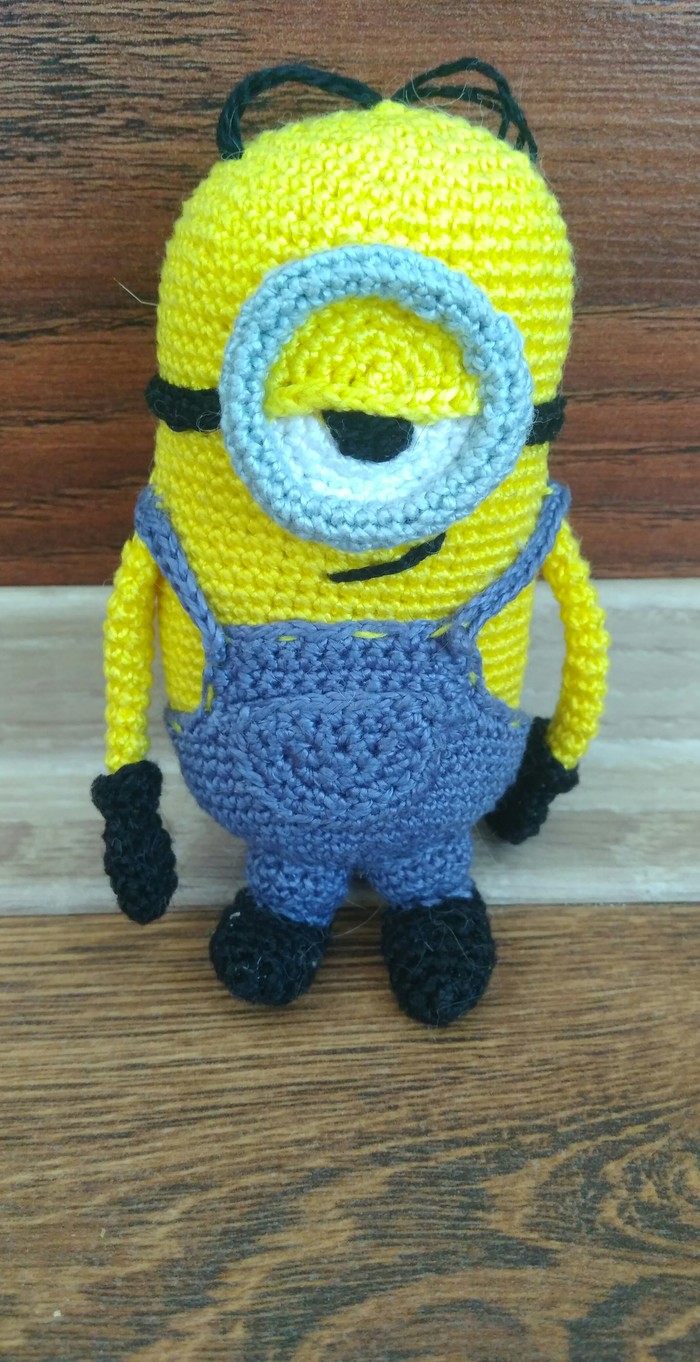 Minion Stuart. - My, Knitted toys, Crochet, Amigurumi, , Longpost