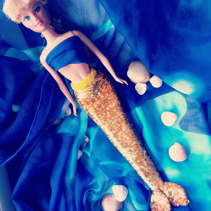 Mermaid tail crocheted from sequins. - My, With your own hands, Needlework, Crochet, Mermaid, Clothes for dolls, Longpost