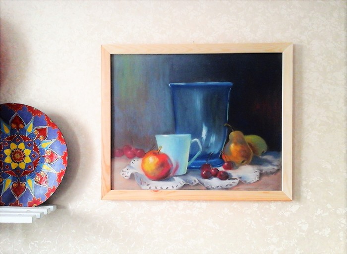 Morning fresh. - My, Painting, Dry pastel, Фрукты, Fresh, Pears, Pastel, Still life