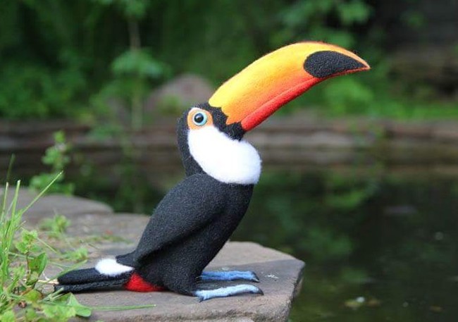 Toucan 35 cm. Dry felting. - My, Needlework, Dry felting, Wallow, Handmade, Creation, With your own hands, Birds, Needlework without process