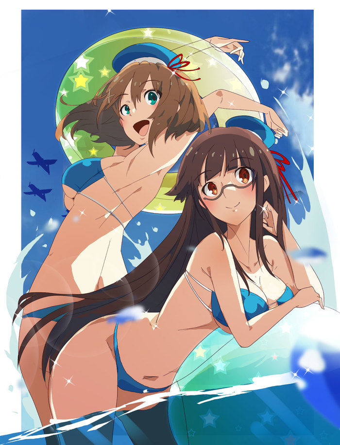 Maya and Choukai - Kantai Collection, Choukai, Аниме, Anime Art, Swimsuit, Майя