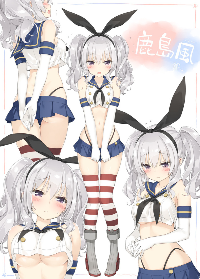 Kashimakaze - NSFW, Kantai collection, Kashima, Shimakaze, Anime, Anime art, Boobs, Underboob