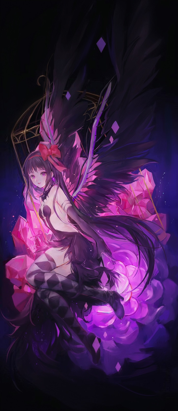 Fallen Angel Homura - Anime art, Anime, Mahou Shoujo Madoka Magica, Akemi homura, Longpost