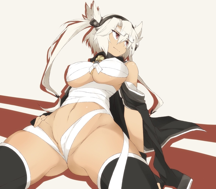 Musashi (Artist: Souji) - NSFW, Kantai collection, Anime, Anime art, Musashi, Boobs, Underwear, Glasses, Longpost