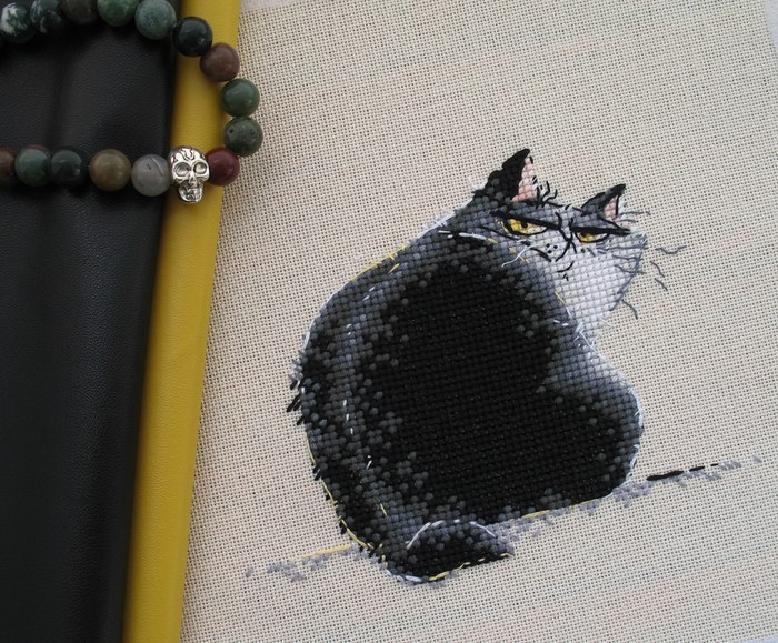 Don Corleone - My, Embroidery, Cross-stitch, Black cat, Embroidery, 
