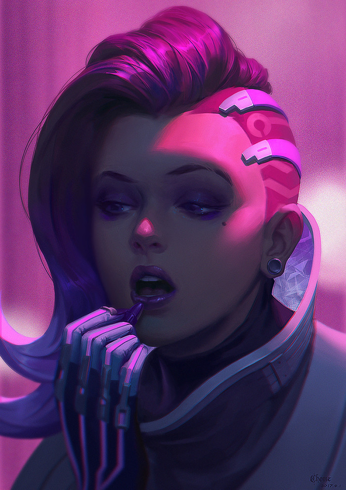 Sombra - Overwatch, Art, Longpost, Sombra, , 