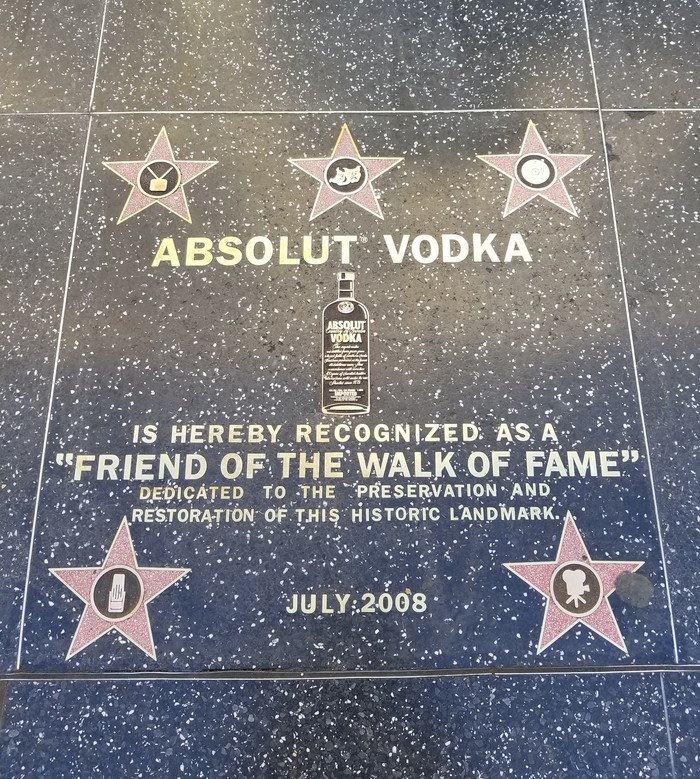 VoDka on Hollywood Avenue of Stars - My, Vodka, David Duchovny, Hollywood, USA, Russia vs USA, Longpost