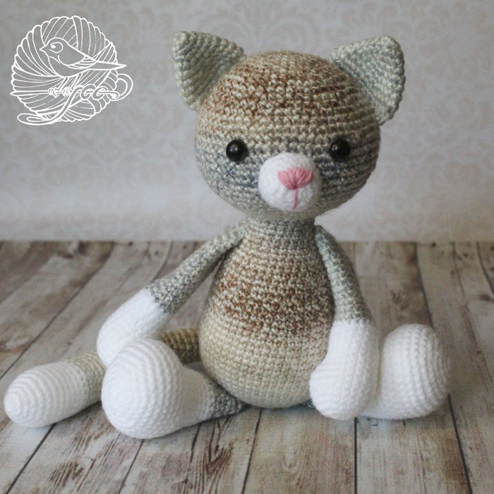 knitted cat - Needlework without process, Amigurumi, Knitted toys, Crochet, Knitting, My, cat