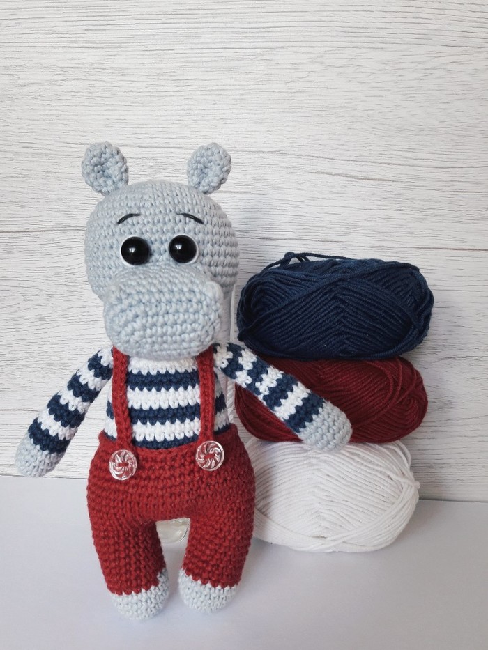 Hippo Tosha - My, Amigurumi, Crochet, Knitting, hippopotamus, Knitted toys, Longpost