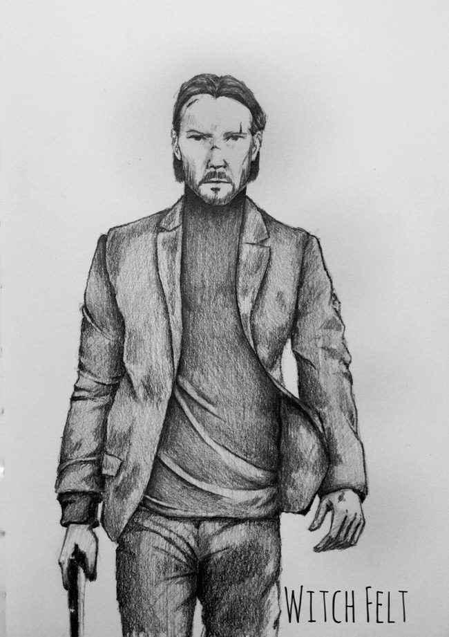 John Wick - My, John Wick, Drawing, Pencil drawing, Movies, Keanu Reeves, Pencil