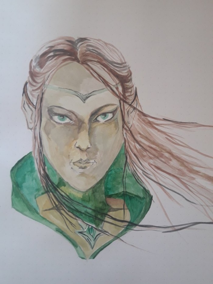 Elf Altmer. - My, Watercolor, Elves, Altmer, The Elder Scrolls IV: Oblivion