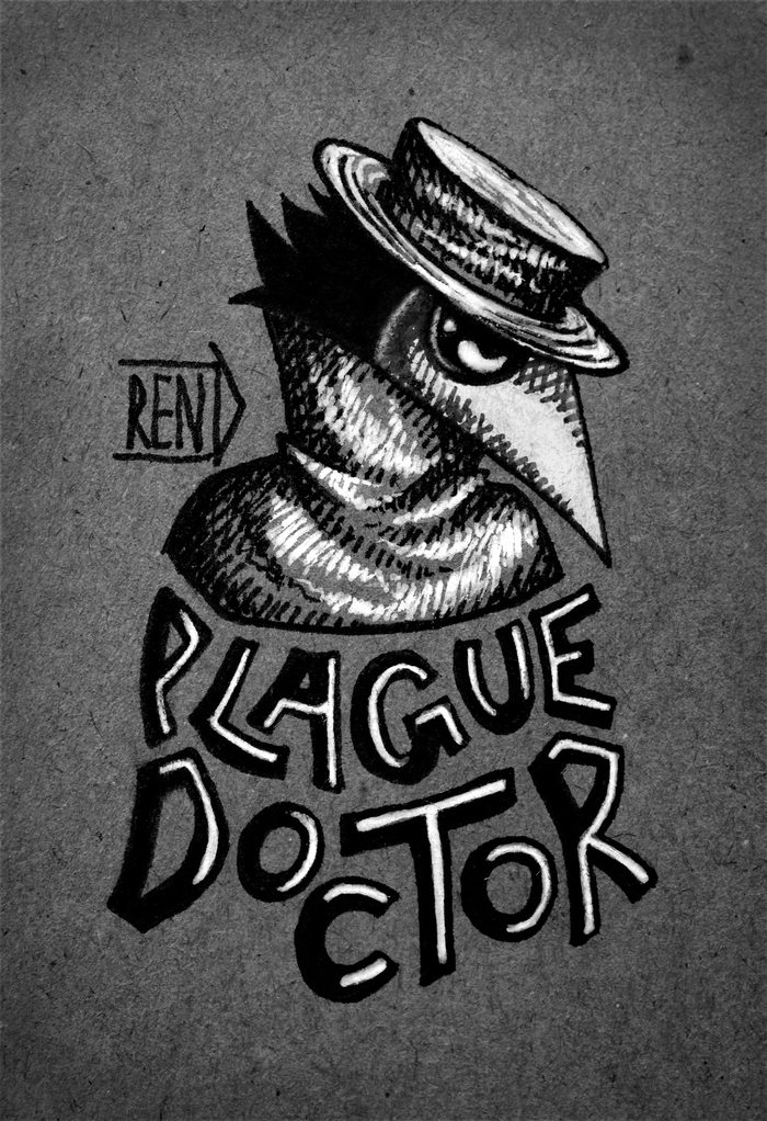 Plague Dock - My, Plague Doctor, , Doctor, My, Drawing, Black and white, Artist, Longpost