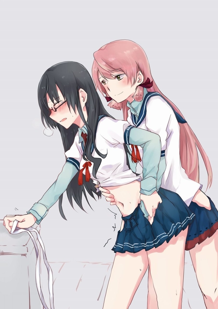 Ooyodo & Akashi - NSFW, Kantai Collection, Ooyodo, Akashi, Yuri, Этти, Anime Art, Аниме