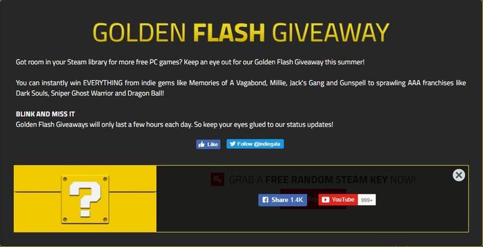Golden Flash Giveaway:   Indiegala, , Steam, Flash, Giveaway, 