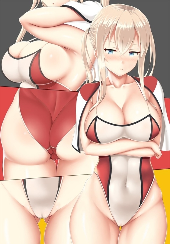 Graf Zeppelin - NSFW, Kantai collection, Graf Zeppelin, Swimsuit, Boobs, Anime art, Anime