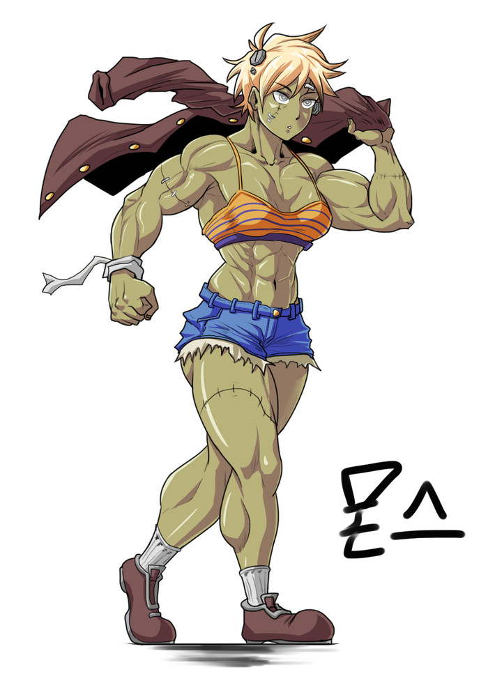 Frankenstein’s Monster Girl - , Art, Strong girl, Monster girl, Frankenstein's Monster, Frankenstein, Anime, Anime art