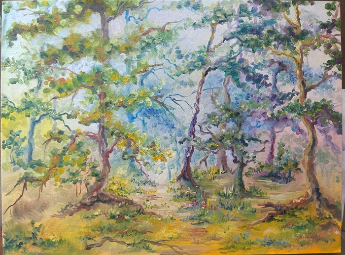 Beginner artist - My, Forest, Oil painting, Nature, Painting, Iozhikdnepr