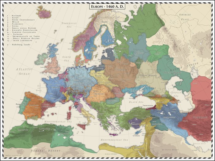 Europe in 1460 - Story, Europe, Historical maps, 15th century, Cards