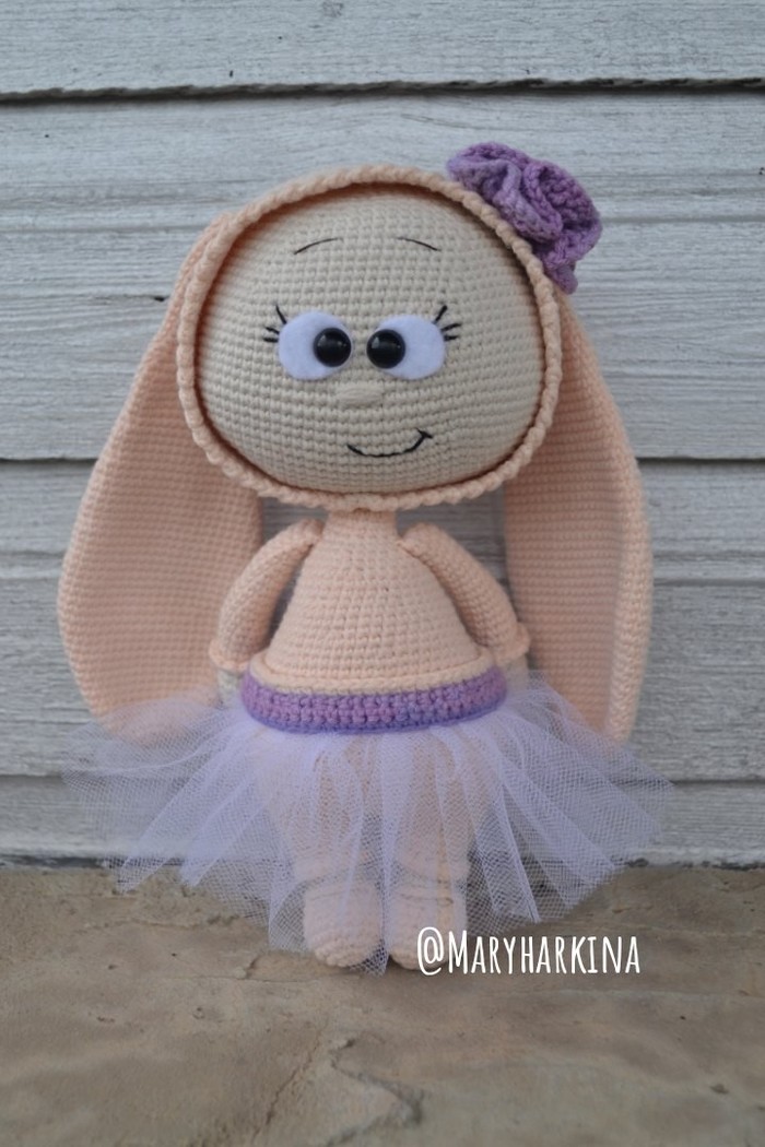 Bonnie in a bunny costume - My, Crochet, Hare, Longpost