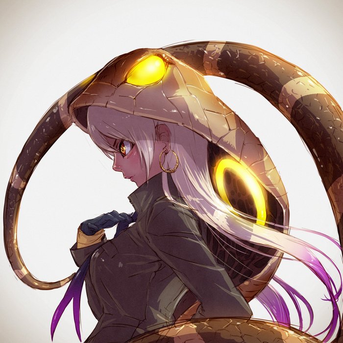 King Cobra - Anime Art, Аниме, Kemono Friends, King cobra, Henohenomomiji