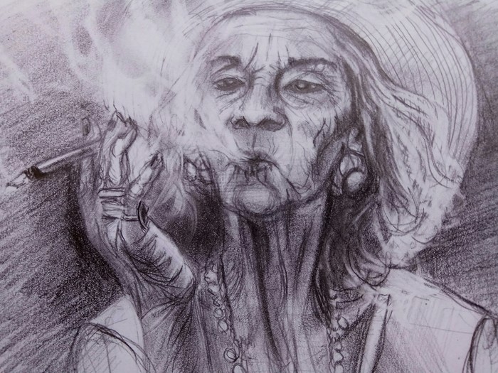 Philosophical old woman - My, Philosophy, Old lady, Graphics, Sketch