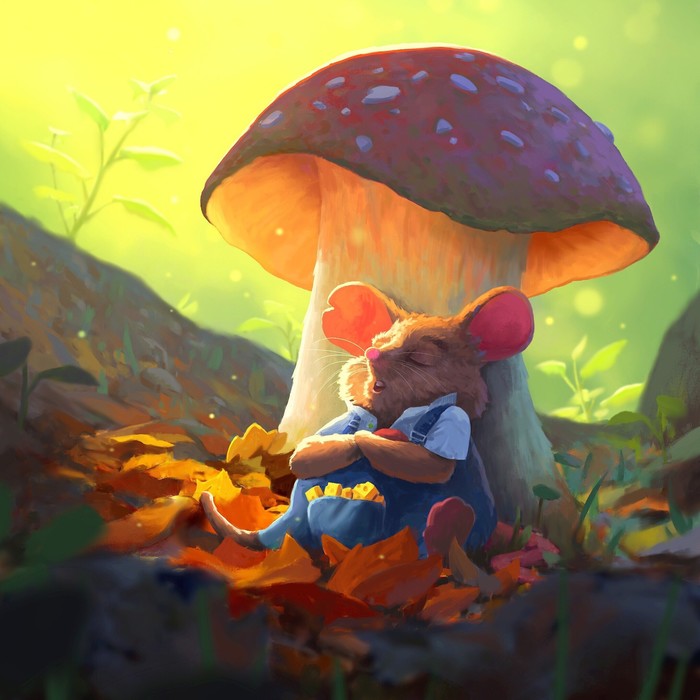 Relaxation - Art, Drawing, Mouse, Mushrooms, Gavin ODonnell