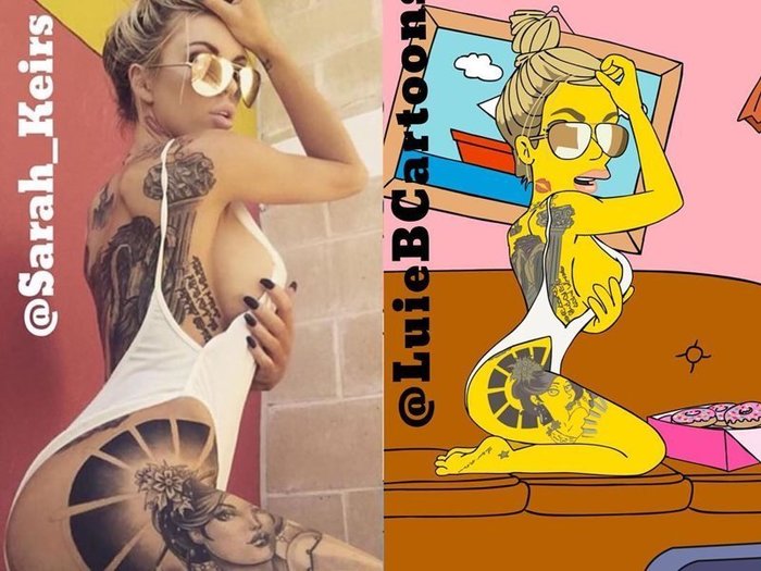 Дизайнер превращает обычных людей в героев мультсериала "Симпсоны" девушки, симпсоны, рисунок, длиннопост