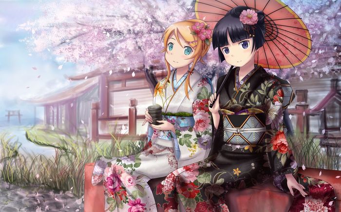 Kirino and Kuroneko - Anime art, Anime, , Kirino Kousaka, , , Oreimo, Gokou ruri