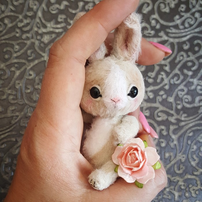 My first toy is a teddy bunny - , Teddy, Miniature, Hare, Teddy's friends, Handmade, Teddy hare, Longpost