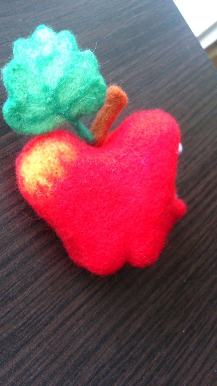 Apple - Original!!! - My, Handmade, Dry felting, Apple, Original, Apples, Paradise Lost, Free time, Needlework without process, Longpost