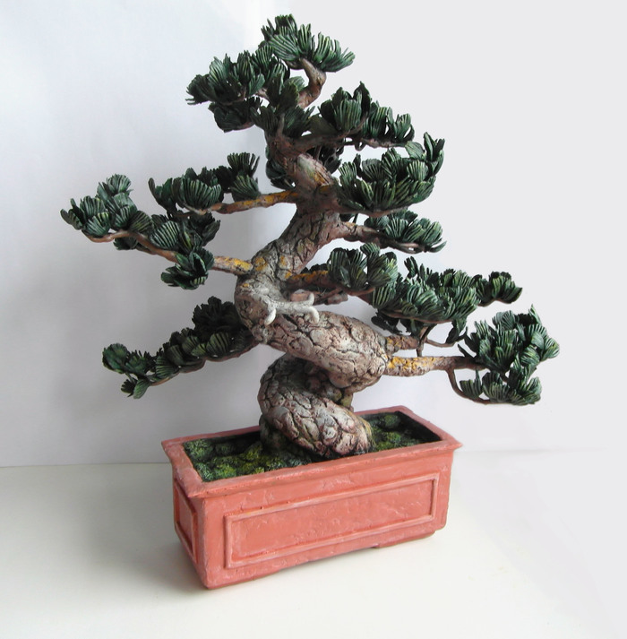 imitation bonsai - My, My, Longpost, Handmade, Tree, , , Imitation, Needlework with process, Epoxy resin