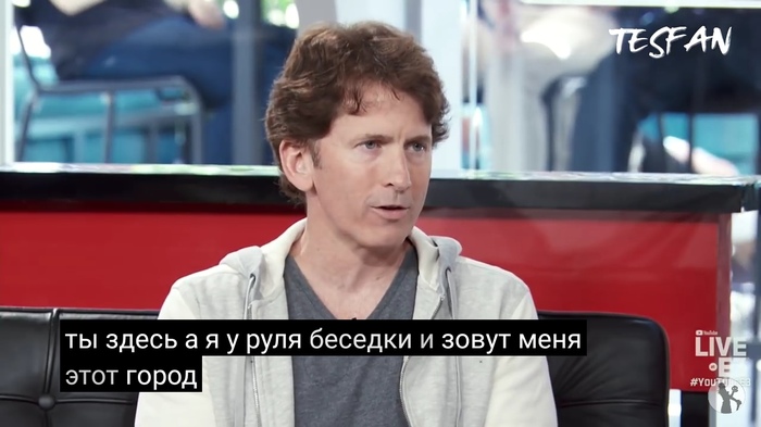 Вся суть самодельных субтитров ютуба - Тодд Говард, Bethesda, YouTube, Субтитры, Скриншот