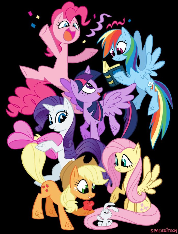 Mane 6 by spacekitsch - My little pony, Mane 6, Applejack, Fluttershy, Rarity, Twilight sparkle, Rainbow dash, Pinkie pie