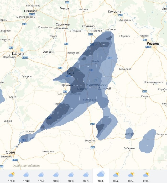 Над Тулой проплывает акула - Погода, Яндекс, Акула, Дождь