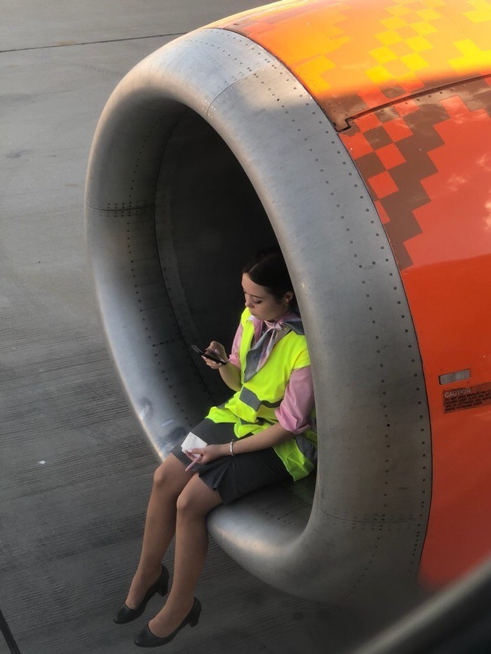 In an aircraft turbine - My, Airplane, Girls, Turbine