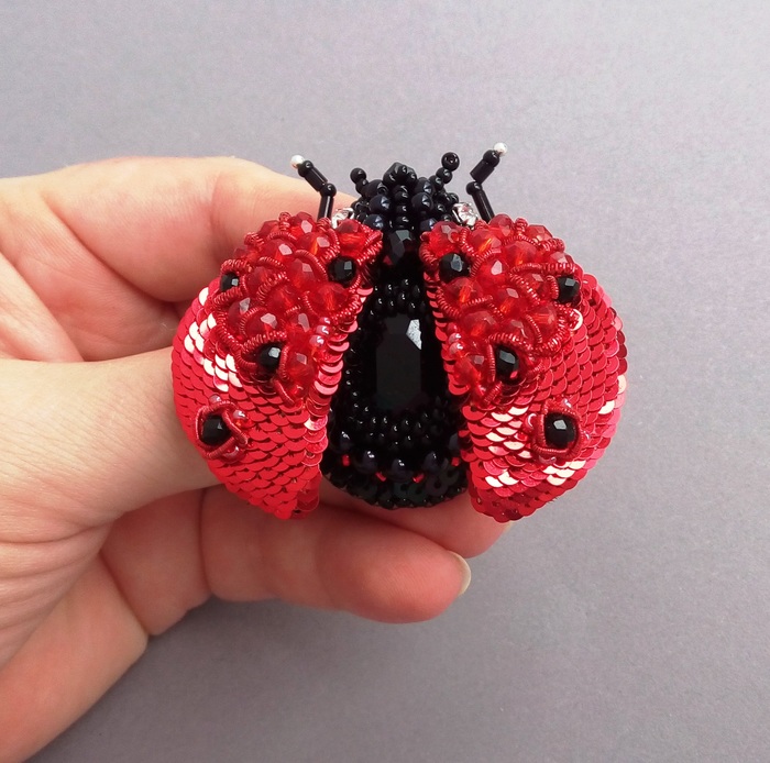 ladybug - My, DIY brooch, Brooch, ladybug, , Longpost