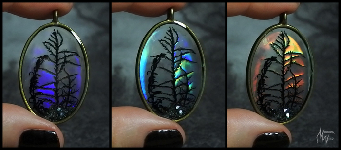 I was inspired to create this series of works by opals, a whole microcosm of the northern lights, and fossils replaced by this amazing stone. - My, Forest, Needlework without process, Moss, Fern, , Longpost, Video
