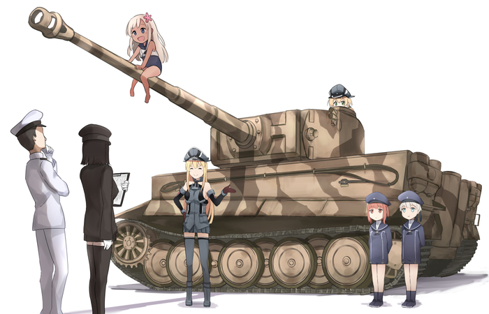 Tiger I (Artist: Ido (Teketeke)) - Kantai collection, Anime, Anime art, Admiral, Akitsu Maru, Bismarck, Prinz Eugen, Ro-500