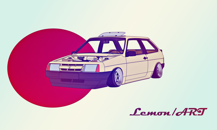 LEMON ART-2108 STENCE - Моё, Stance, Рисунок, Машина