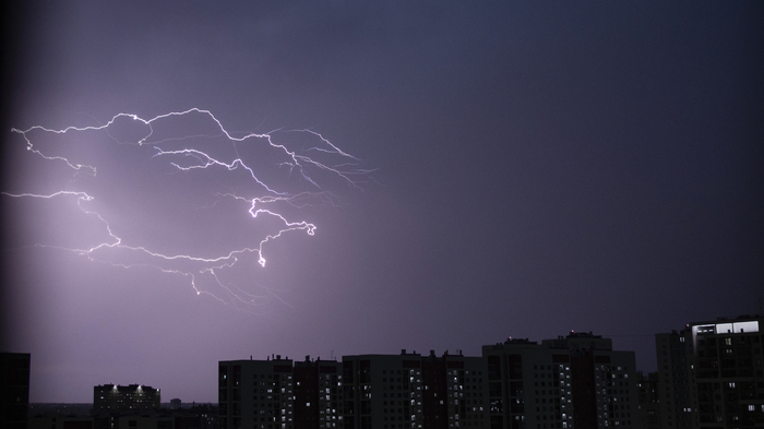 Thunderstorm - My, Lightning, Thunderstorm, Sky, Night