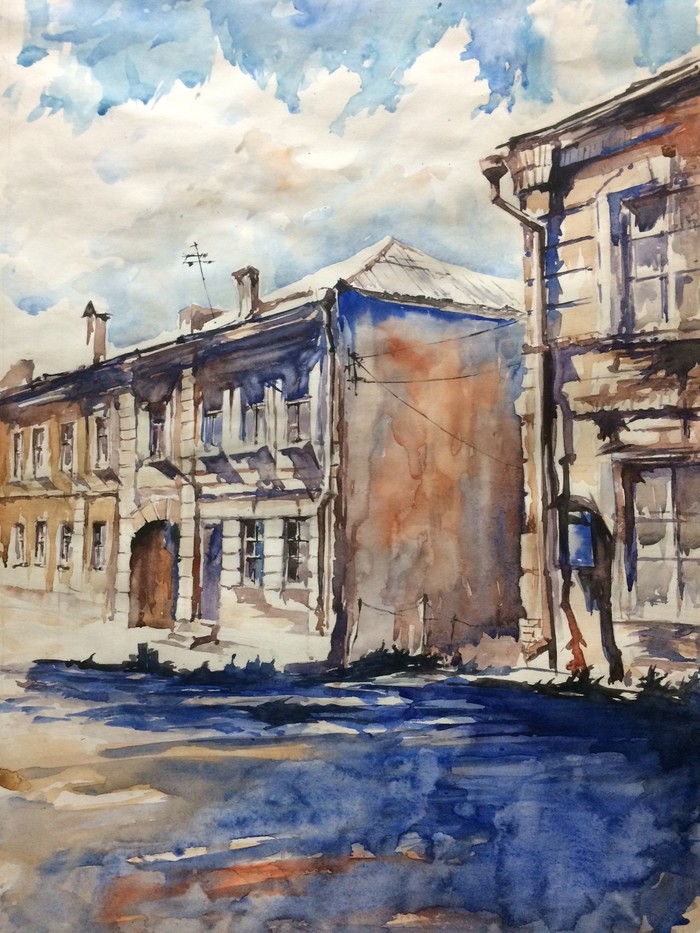 Continuation to previous post - My, Watercolor, Old Rostov, Rostov-on-Don, Cityscapes, Street photography